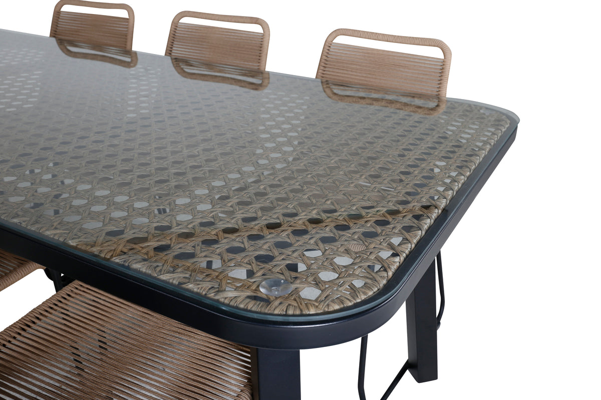 Paola Matbord med Lindos Stolarna – Bord: 74x200x100 Stol: 59x86x57