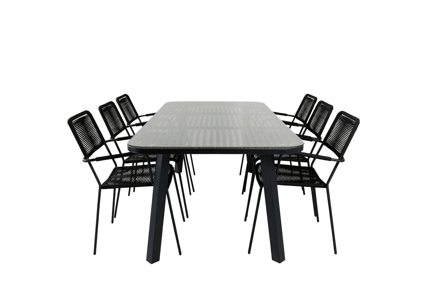 Paola Matbord med Lindos Stolarna – Bord: 74x200x100 Stol: 66x85x55