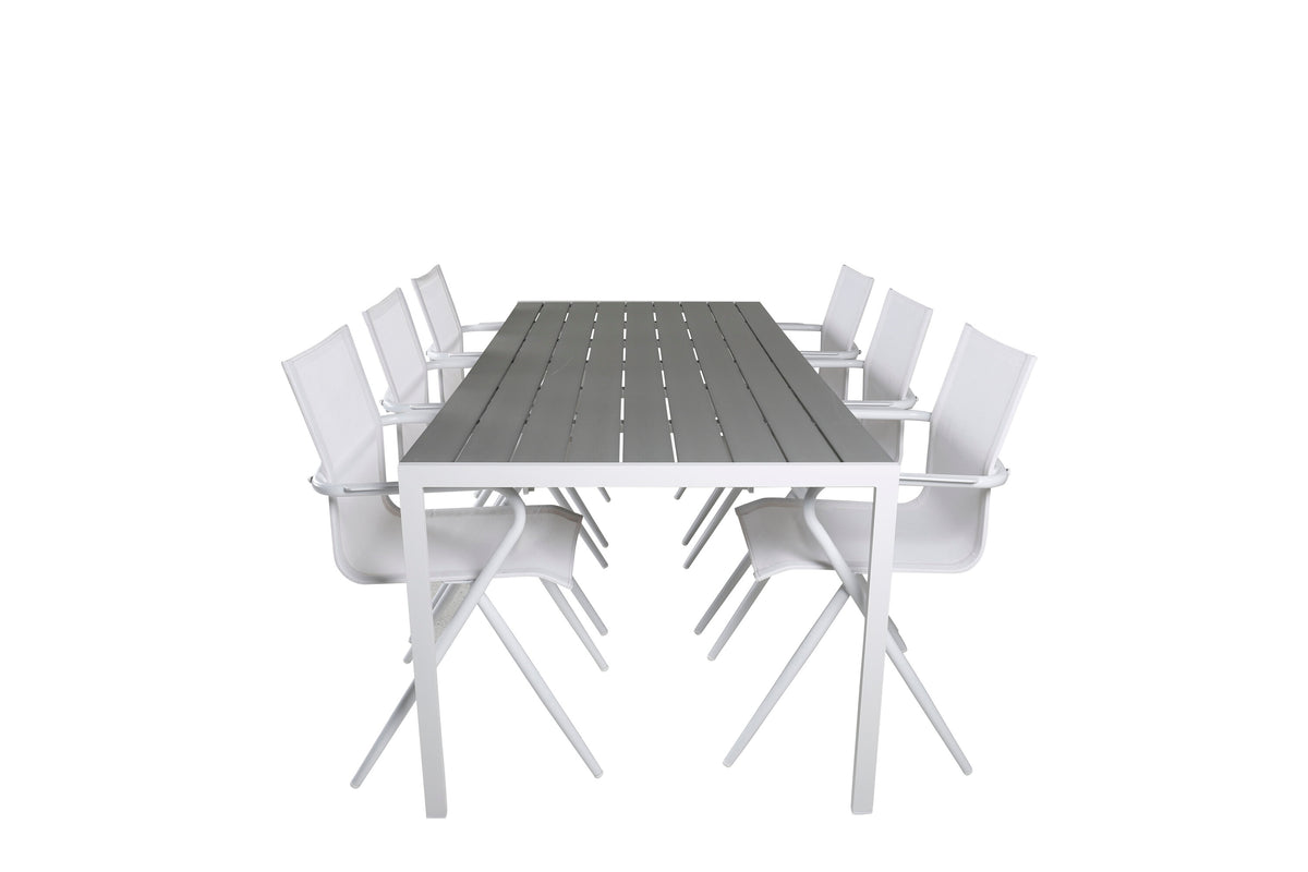 Break Matbord med Alina Stolarna – Bord: 74x205x90 Stol: 63x86x58
