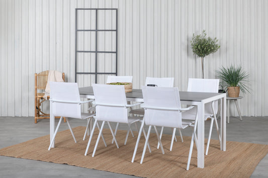 Break Matbord med Alina Stolarna – Bord: 74x205x90 Stol: 63x86x58