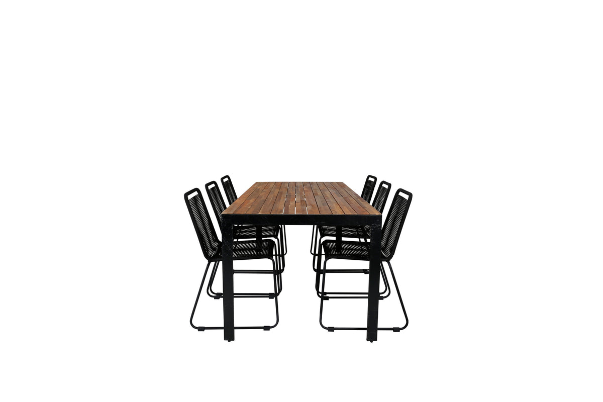 Bois Matbord med Lindos Stolarna – Bord: 76x205x90 Stol: 59x86x57