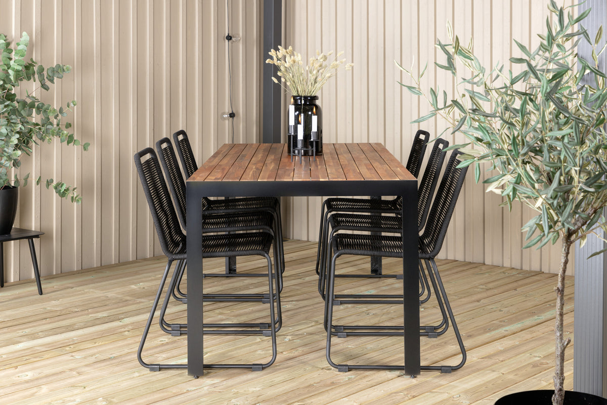 Bois Matbord med Lindos Stolarna – Bord: 76x205x90 Stol: 59x86x57