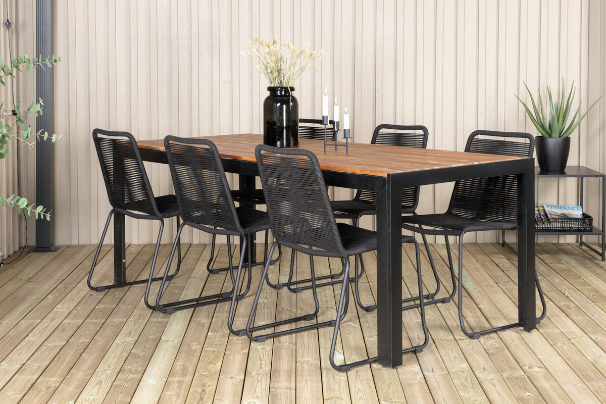 Bois Matbord med Lindos Stolarna – Bord: 76x205x90 Stol: 59x86x57