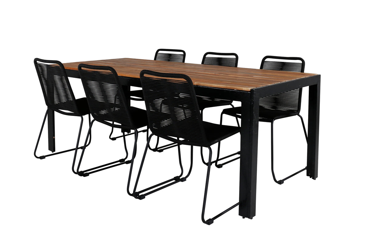 Bois Matbord med Lindos Stolarna – Bord: 76x205x90 Stol: 59x86x57