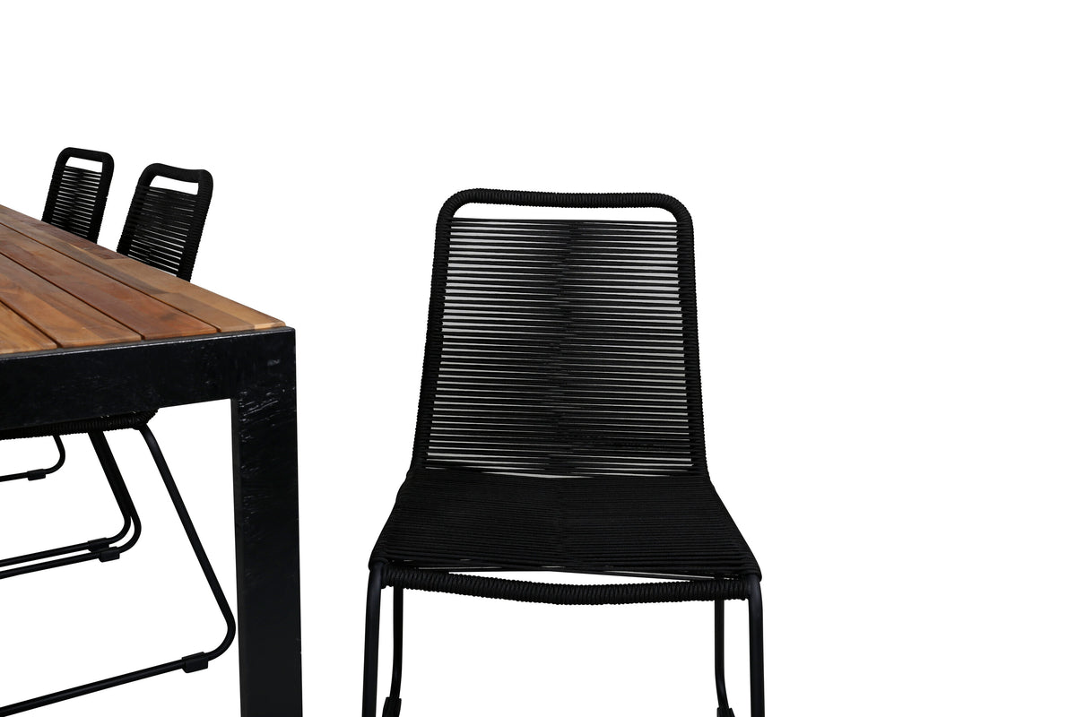 Bois Matbord med Lindos Stolarna – Bord: 76x205x90 Stol: 59x86x57