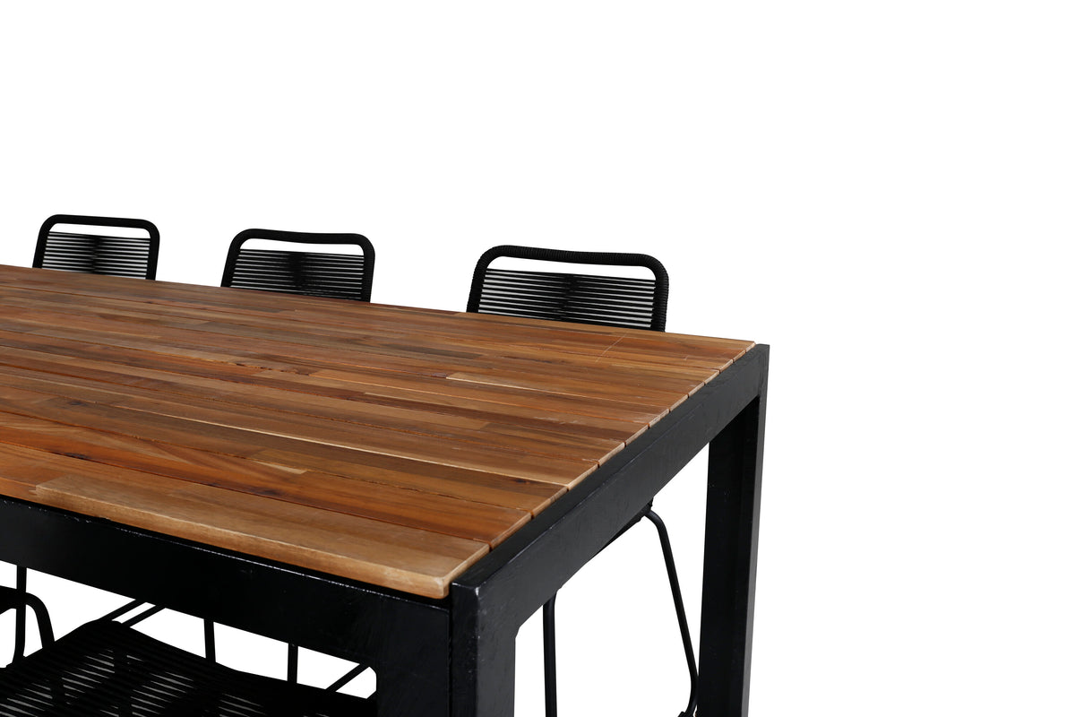 Bois Matbord med Lindos Stolarna – Bord: 76x205x90 Stol: 59x86x57