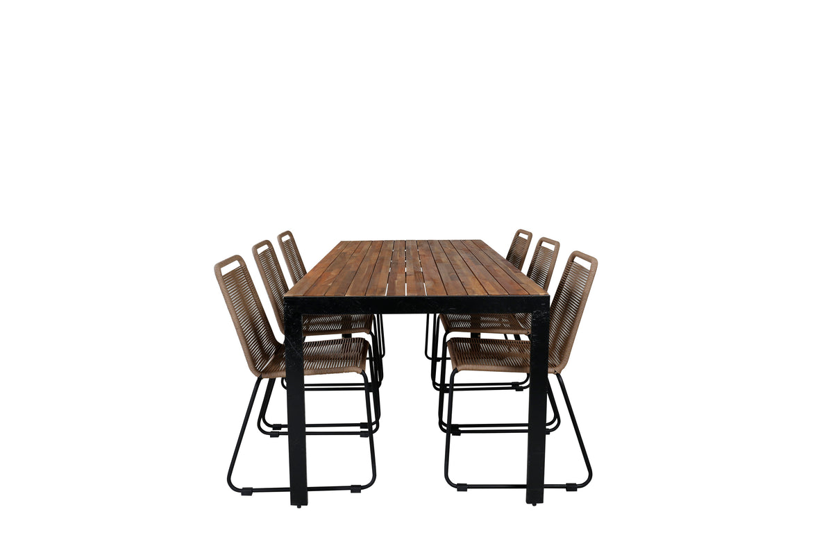 Bois Matbord med Lindos Stolarna – Bord: 76x205x90 Stol: 59x86x57