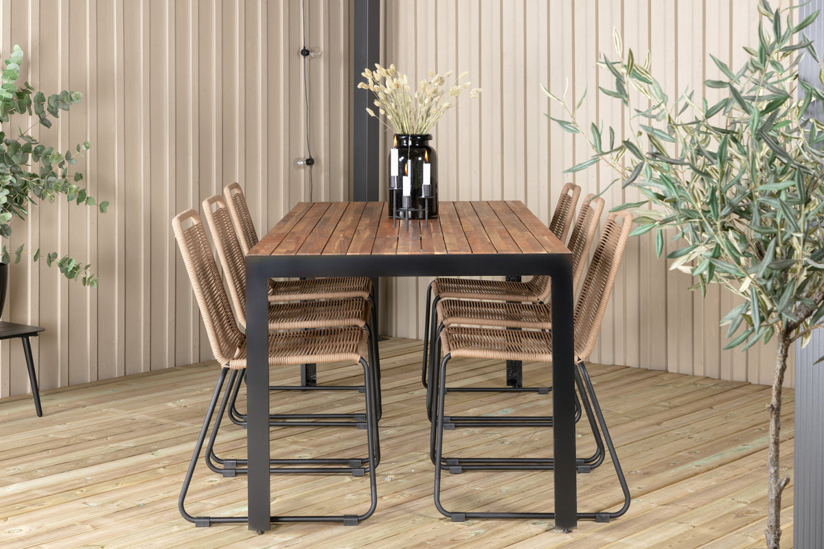 Bois Matbord med Lindos Stolarna – Bord: 76x205x90 Stol: 59x86x57