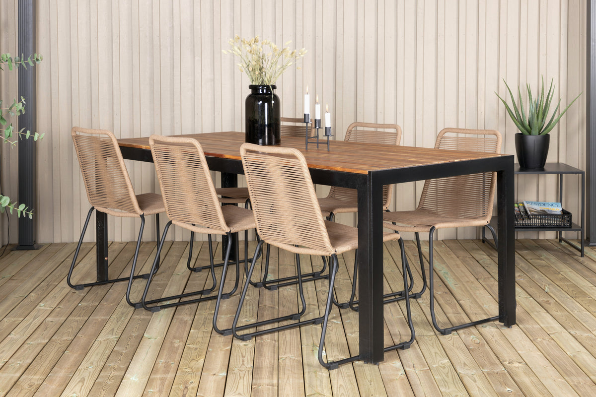 Bois Matbord med Lindos Stolarna – Bord: 76x205x90 Stol: 59x86x57