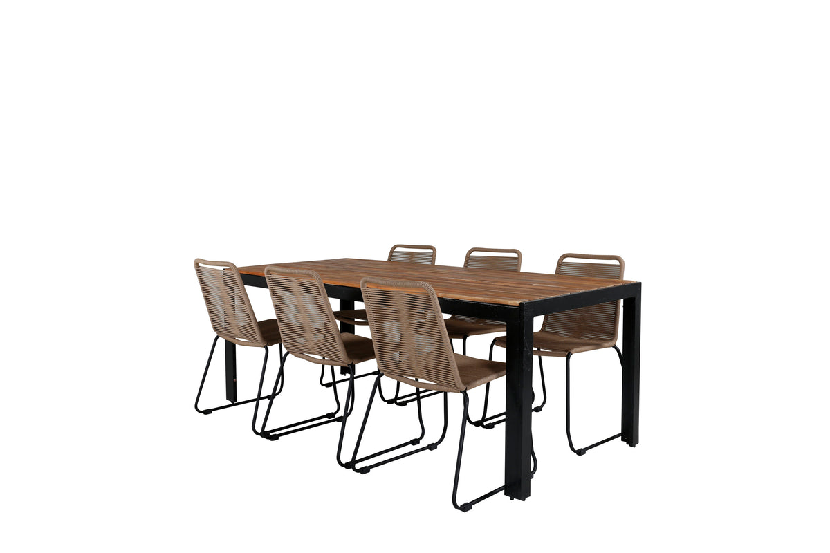 Bois Matbord med Lindos Stolarna – Bord: 76x205x90 Stol: 59x86x57