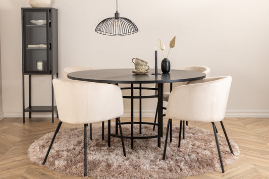 Copenhagen Matbord med Berit Stolarna – Bord: ⌀140 Stol: 55x78x55
