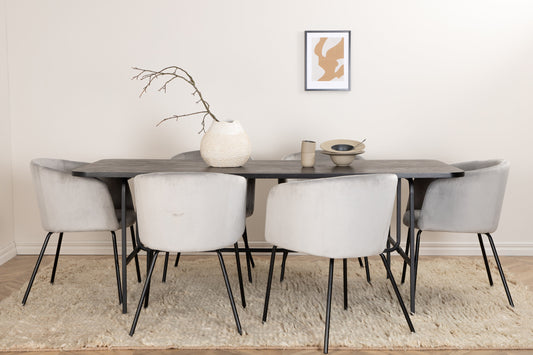 Uno Matbord med Berit Stolarna – Bord: 74x200x90 Stol: 55x78x55