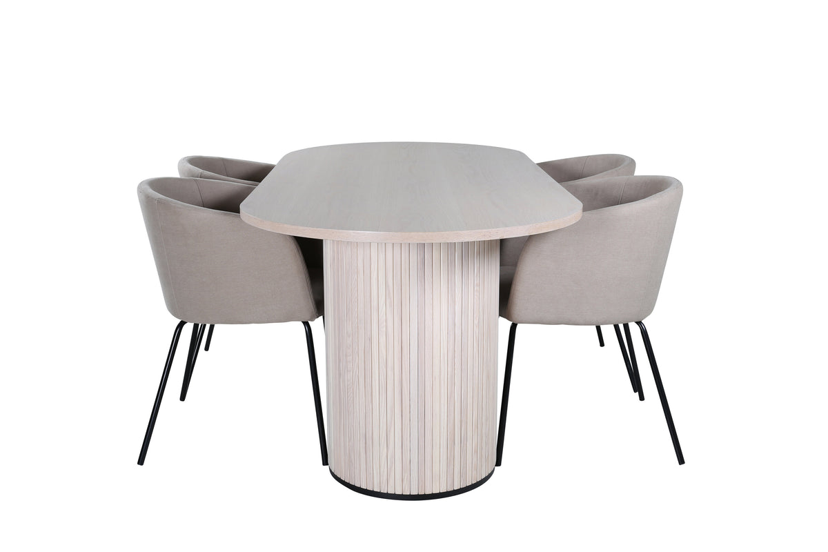 Bianca Matbord med Berit Stolarna – Bord: 75x200x90 Stol: 55x78x55