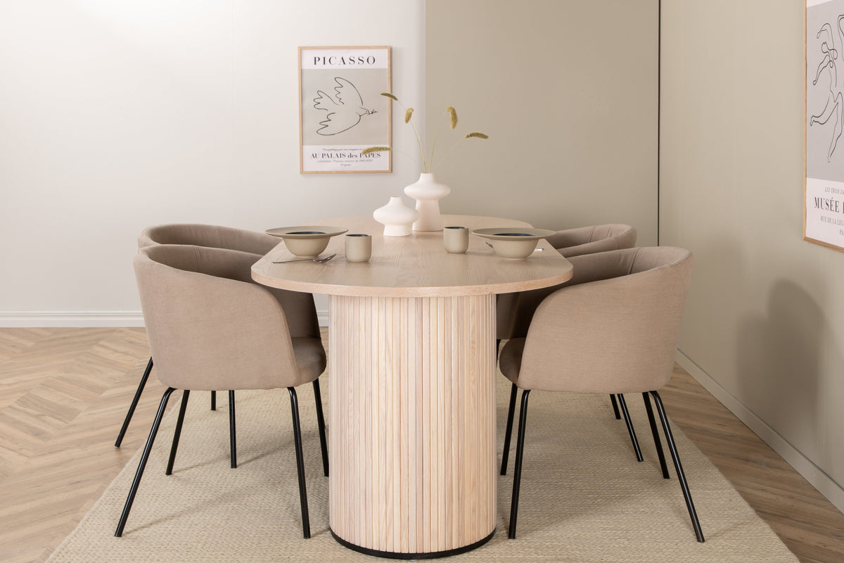Bianca Matbord med Berit Stolarna – Bord: 75x200x90 Stol: 55x78x55