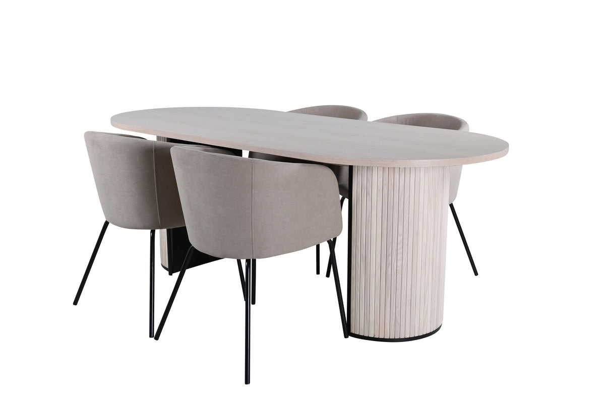Bianca Matbord med Berit Stolarna – Bord: 75x200x90 Stol: 55x78x55