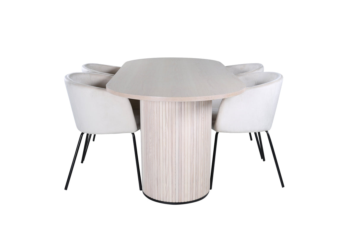 Bianca Matbord med Berit Stolarna – Bord: 75x200x90 Stol: 55x78x55