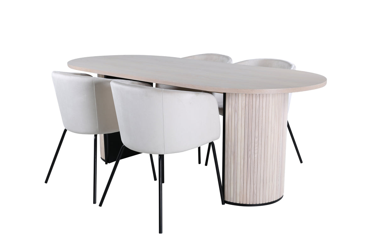Bianca Matbord med Berit Stolarna – Bord: 75x200x90 Stol: 55x78x55