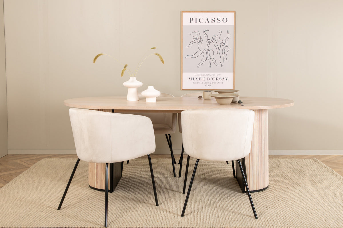 Bianca Matbord med Berit Stolarna – Bord: 75x200x90 Stol: 55x78x55