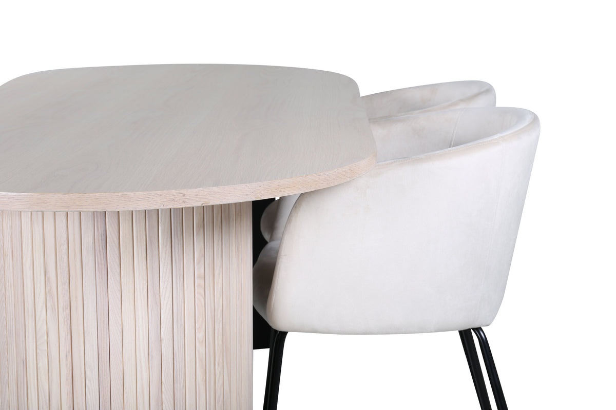 Bianca Matbord med Berit Stolarna – Bord: 75x200x90 Stol: 55x78x55
