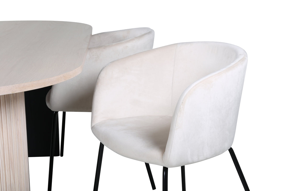 Bianca Matbord med Berit Stolarna – Bord: 75x200x90 Stol: 55x78x55