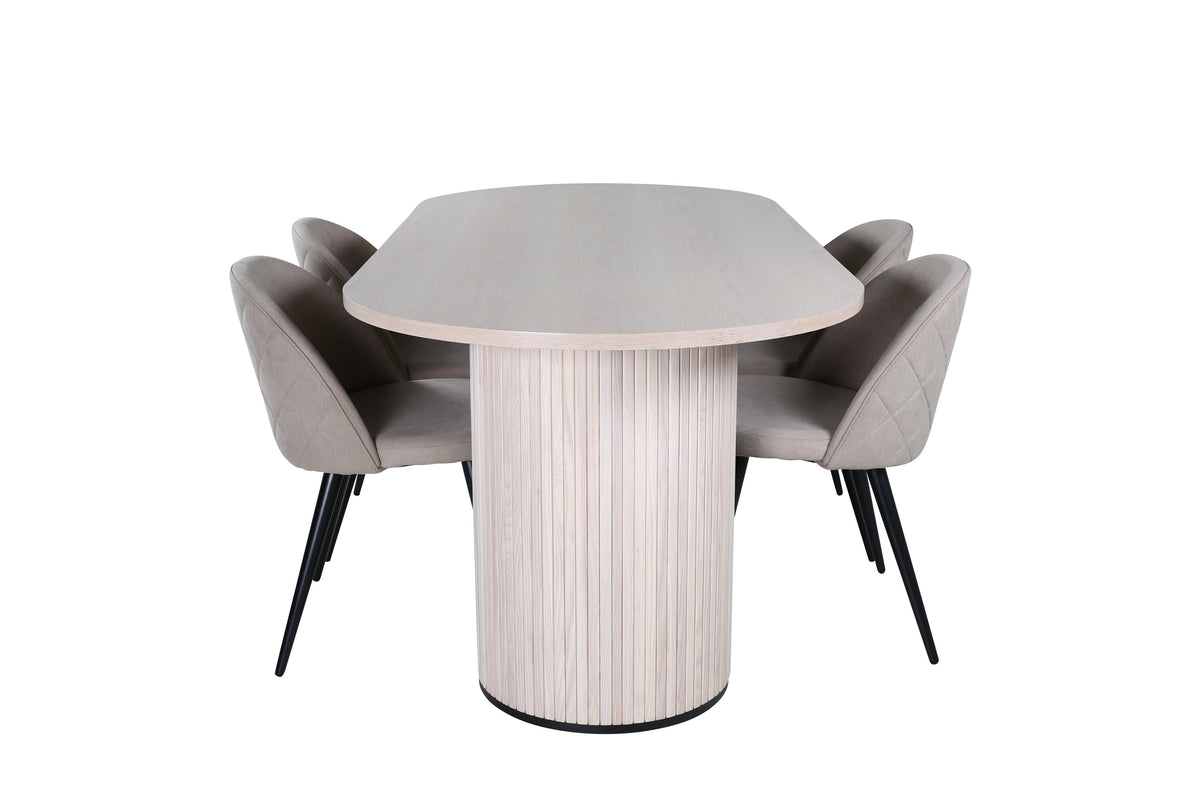 Bianca Matbord med Velvet Stolarna – Bord: 75x200x90 Stol: 57x76,5x50