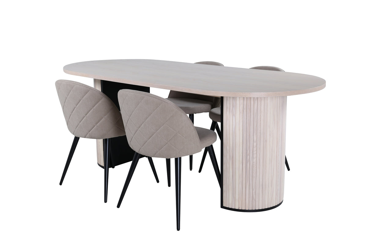 Bianca Matbord med Velvet Stolarna – Bord: 75x200x90 Stol: 57x76,5x50