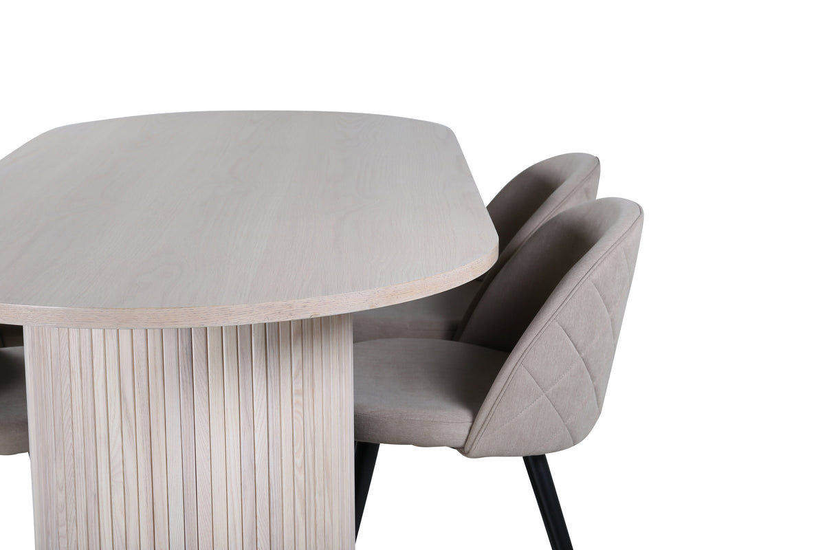 Bianca Matbord med Velvet Stolarna – Bord: 75x200x90 Stol: 57x76,5x50