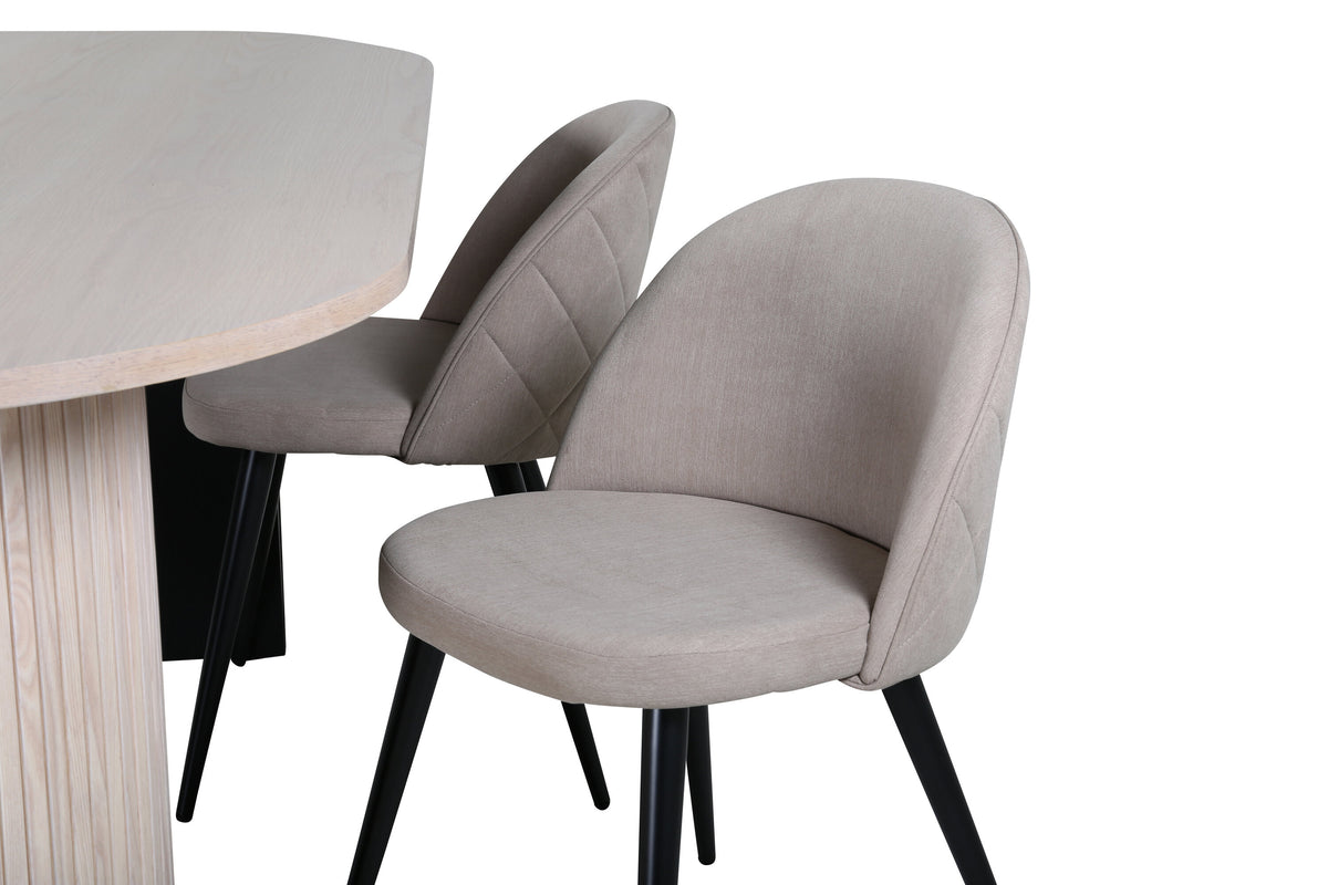Bianca Matbord med Velvet Stolarna – Bord: 75x200x90 Stol: 57x76,5x50