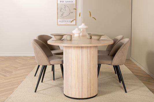 Bianca Matbord med Velvet Stolarna – Bord: 75x200x90 Stol: 57x76,5x50