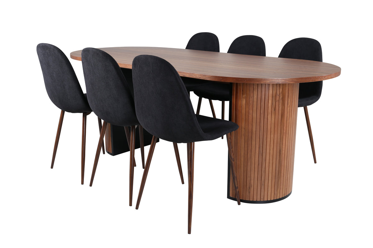 Bianca Matbord med Polar Stolarna – Bord: 75x200x90 Stol: 53x87x44