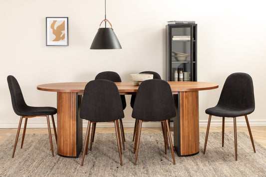 Bianca Matbord med Polar Stolarna – Bord: 75x200x90 Stol: 53x87x44