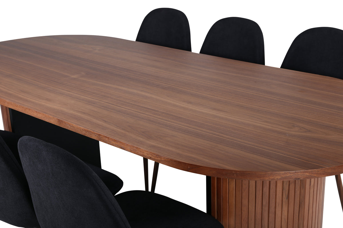 Bianca Matbord med Polar Stolarna – Bord: 75x200x90 Stol: 53x87x44