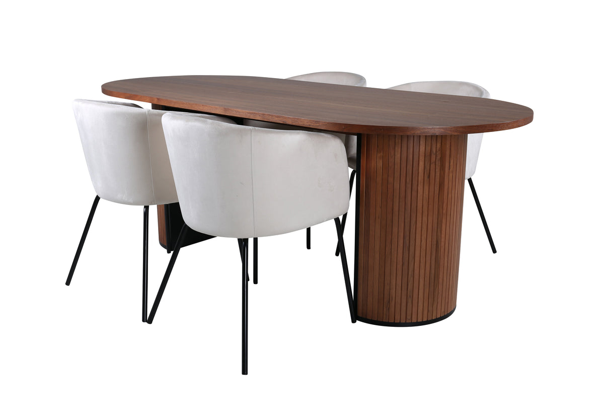 Bianca Matbord med Berit Stolarna – Bord: 67x200x90 Stol: 55x78x55