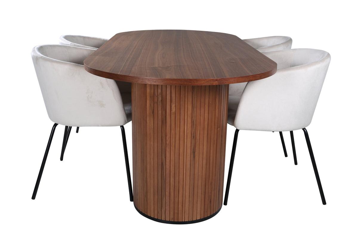 Bianca Matbord med Berit Stolarna – Bord: 67x200x90 Stol: 55x78x55