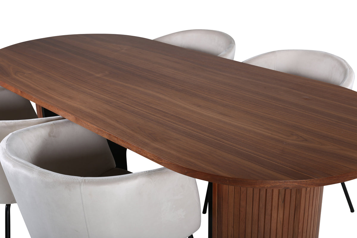 Bianca Matbord med Berit Stolarna – Bord: 67x200x90 Stol: 55x78x55