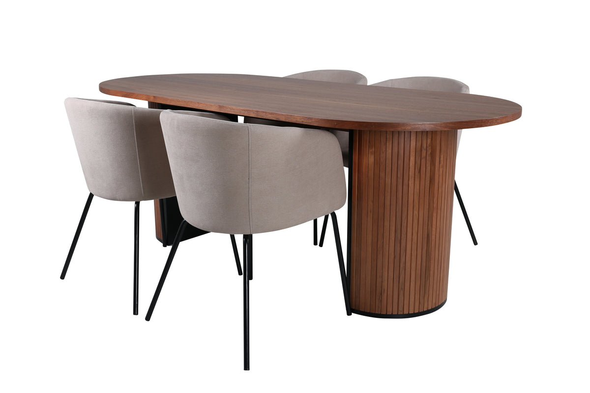 Bianca Matbord med Berit Stolarna – Bord: 67x200x90 Stol: 55x78x55