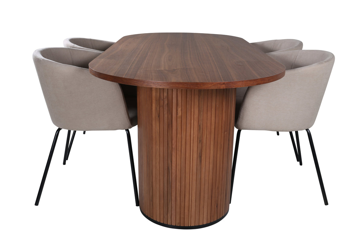 Bianca Matbord med Berit Stolarna – Bord: 67x200x90 Stol: 55x78x55