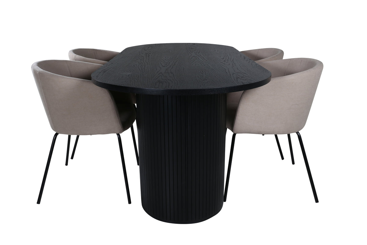 Bianca Matbord med Berit Stolarna – Bord: 67x200x90 Stol: 55x78x55