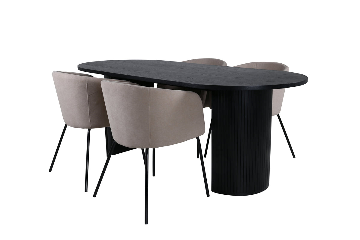Bianca Matbord med Berit Stolarna – Bord: 67x200x90 Stol: 55x78x55