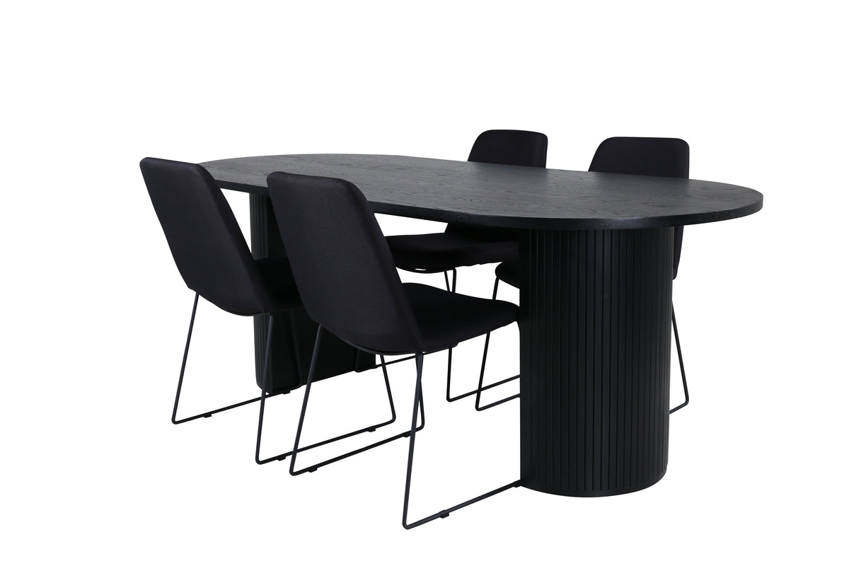 Bianca Matbord med Muce Stolarna – Bord: 75x200x90 Stol: 63x84x43