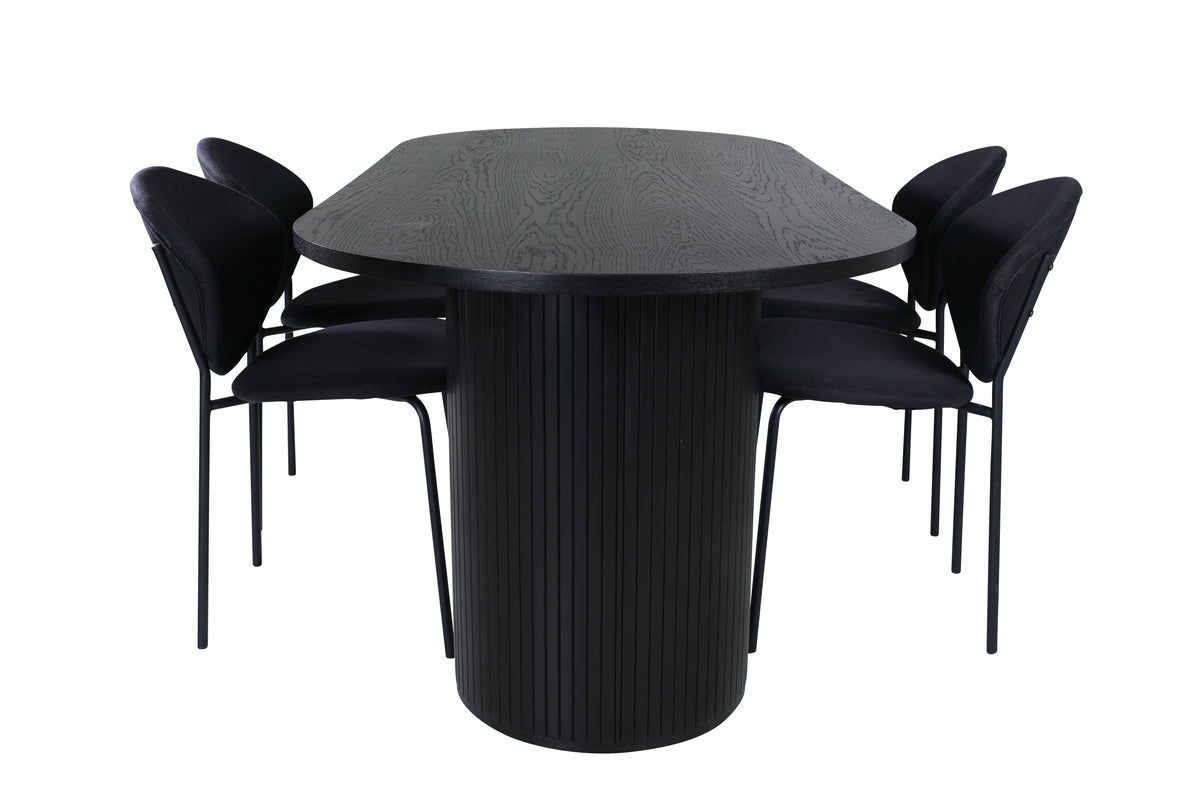 Bianca Matbord med Vault Stolarna – Bord: 43x200x90 Stol: 61,5x80x46