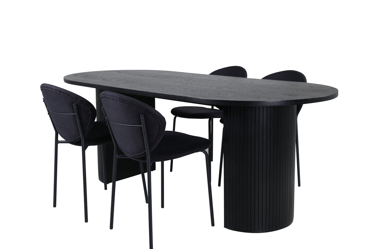 Bianca Matbord med Vault Stolarna – Bord: 43x200x90 Stol: 61,5x80x46