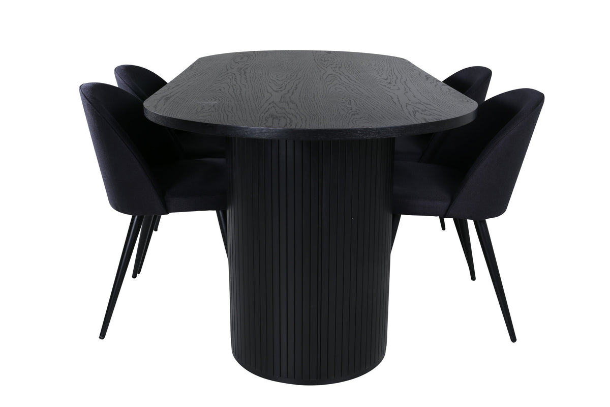 Bianca Matbord med Velvet Stolarna – Bord: 75x200x90 Stol: 57x76,5x50