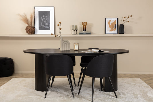 Bianca Matbord med Velvet Stolarna – Bord: 75x200x90 Stol: 57x76,5x50