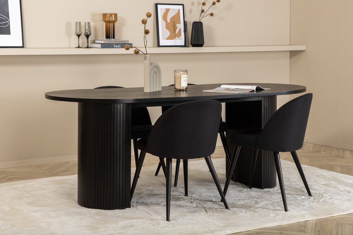 Bianca Matbord med Velvet Stolarna – Bord: 75x200x90 Stol: 57x76,5x50