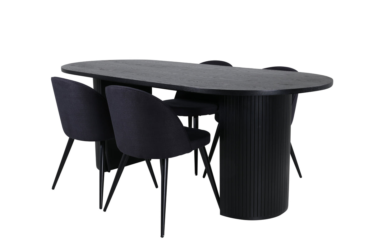 Bianca Matbord med Velvet Stolarna – Bord: 75x200x90 Stol: 57x76,5x50