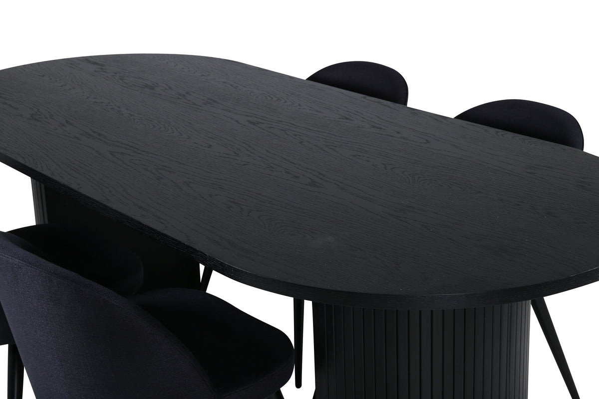 Bianca Matbord med Velvet Stolarna – Bord: 75x200x90 Stol: 57x76,5x50