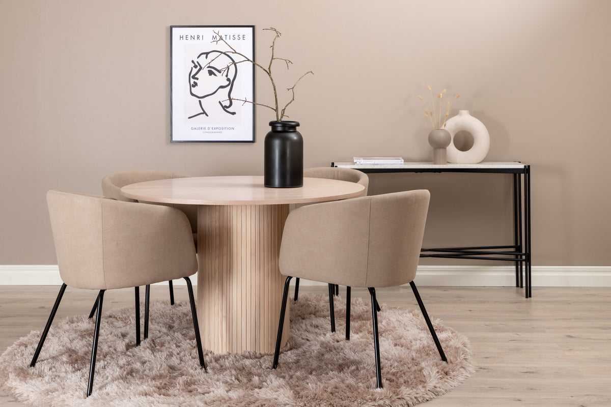 Bianca Matbord med Berit Stolarna – Bord: ⌀110 Stol: 55x78x55