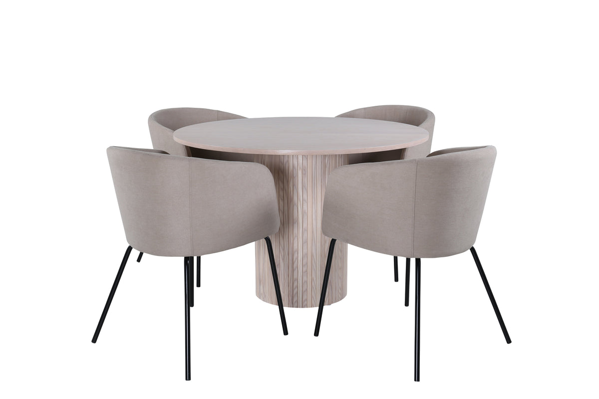 Bianca Matbord med Berit Stolarna – Bord: ⌀110 Stol: 55x78x55