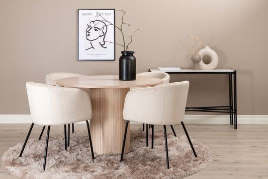 Bianca Matbord med Berit Stolarna – Bord: ⌀110 Stol: 55x78x55